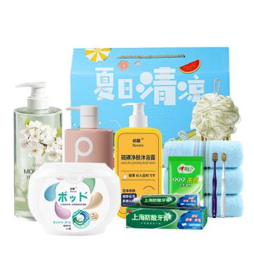 必敬 净享家套装D礼盒款洗护套装*1 洗衣凝珠*1 沐浴露*1 沐浴球*1 牙刷*2 牙膏*1 毛巾*2 湿巾*2 净享D
