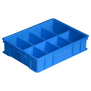 Raxwell 固定分格周转箱中号8格，370×275×85mm，天蓝色 RHSS4393