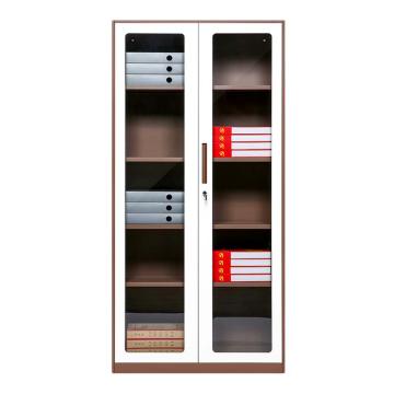 虎啸 两门通玻璃柜厚度0.8mm 900*400*1850mm 咖白套色 HXGC15