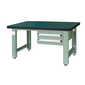信高 重型工作台，2.1m (带2抽屉) 绿色（RAL6011） XFH-2120