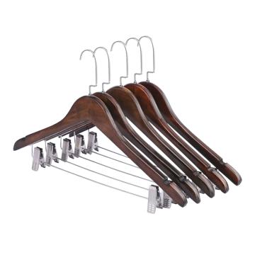 HiBoss 公寓家具酒店衣架家用加厚实木衣架带吊夹445*20*300mm GJSP-154