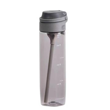 乐扣乐扣 LOCK&LOCK 一键式运动水杯吸管杯进口Tritan材质塑料杯子 550ml 灰色 ABF764GRYK