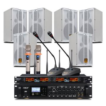世林 会议音箱套装无线蓝牙功放壁挂音响 AV-8820+BX-503*6+SH-10（白）