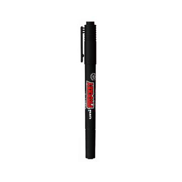 UNI 三菱水性小双头记号笔细0.4mm粗0.9mm(10支/盒) PM-120T黑色