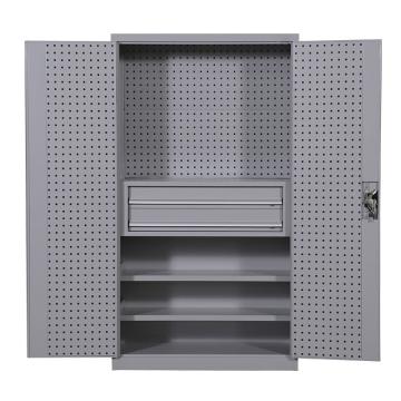 京图尚冠 多功能重型工具柜带工具挂板二抽内二层板1000×500×1800mm灰白纯色 JG255