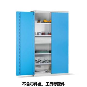 位邦 储物柜1023×550×1800mm，蓝门灰柜，对开钢门柜，密码指纹锁，4层层板，2单轨抽屉 77.6411.12.E