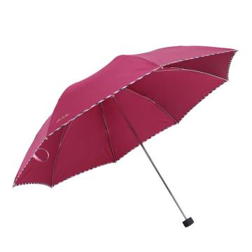TIANTANG/天堂 晴雨伞藏青折叠加大雨伞拒水一甩干商务伞57cm*8k 307E酱红