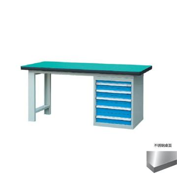 锐德 50mm不锈钢桌面单侧5抽柜重型工作桌1800W×750D×800H，载重:1000kg，不含安装 RD1803BB
