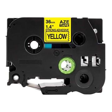 功成狮 强粘性标签色带，AZE-S661GCDY0294 宽度36mm 黄底黑字，适用于兄弟TZA系列标签机 GCDY0294