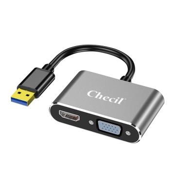 创乘 USB3.0转HDMI+VGA转换器合金灰 CT030G