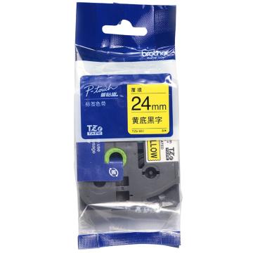 兄弟 标签色带黄底/黑字 24mm TZE-651