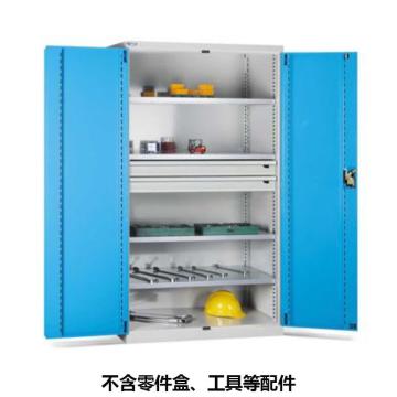 位邦 储物柜1023×550×1800mm，蓝门灰柜，对开钢门柜，4层层板，2抽屉 77.6411.12
