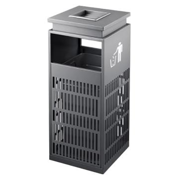 功成狮 防指纹铂金铁艺镂空垃圾桶YTBJ-20A30L灰色 GJRA0266