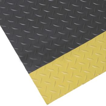 力九和 耐用型铁板纹抗疲劳地垫 黑色+黄边，0.6m*18m*12mm(宽x长x厚）