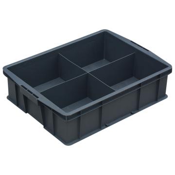 Raxwell 4格固定分格周转箱，565×420×155mm，灰色 RHSS4439
