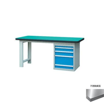 锐德 50mm不锈钢桌面单侧4抽柜重型工作桌2100W×750D×800H，载重:1000kg，不含安装 RD2103AB