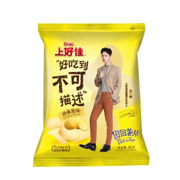 Oishi 休闲零食 田园薯片，80g*12袋 经典原味