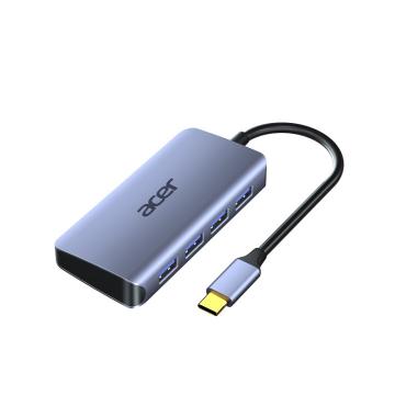 Acer/宏碁 扩展坞太空灰铝壳 5口扩展坞 带线 USB3.0X4 PD充电口X1 0.2米 C802-5A