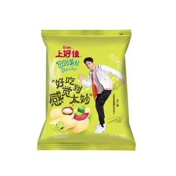 Oishi 休闲零食 田园薯片，80g*12袋 青柠海盐味
