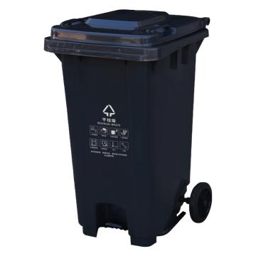 功成狮 两轮移动户外脚踏分类垃圾桶黑色120L(干垃圾)可挂车 GJRA0096