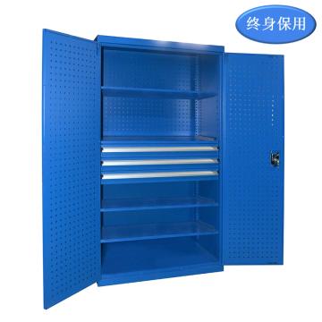 Raxwell 蓝色双开门带挂板置物柜(四层板三抽)尺寸(长×宽×高mm):1000×600×1800 RHST0009