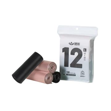 随新 手提垃圾袋单面0.8丝 12L 25只*4卷混色 45*60cm