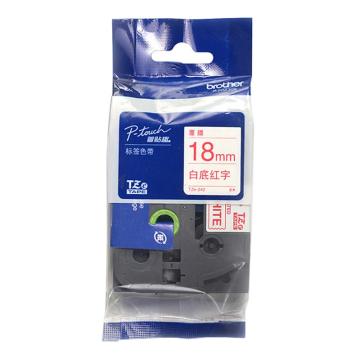 兄弟 标签色带白底/红字 18mm TZE-242