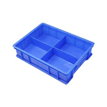 英达斯贝克 塑料固定式分格周转箱外尺寸:370×275×83mm 中号4格-蓝色