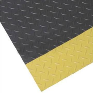 allmats 耐用型铁板纹抗疲劳地垫 黑色+黄边，0.6m*0.9m*12mm(宽x长x厚）