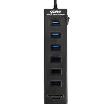 酷比客 USB3.0 6口集线器带读卡器/黑色 LCHC14BK