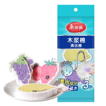 美丽雅 木浆棉百洁布水果物语图案 3片装 HC091245