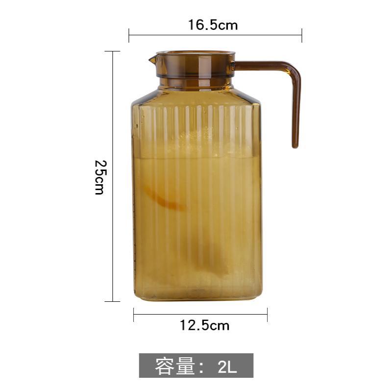 谦星 亚克力果汁壶酒吧餐厅调酒扎壶饮料壶茶色条纹壶2000ml 1个 Z-23605142