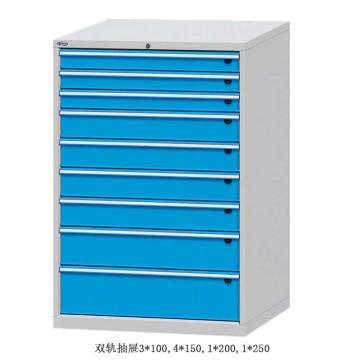位邦 工具柜，尺寸(mm):1023×725×1450，灰色，抽屉蓝色，双轨抽屉，9个抽屉 75.1756.12