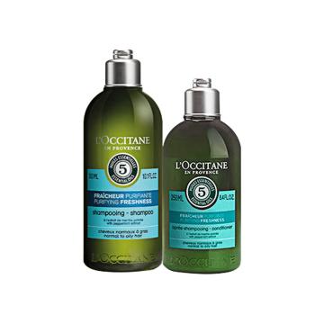 欧舒丹 L'OCCITANE 洗护套装洗发露300ml+护发素250ml 5合1草本菁纯纯净