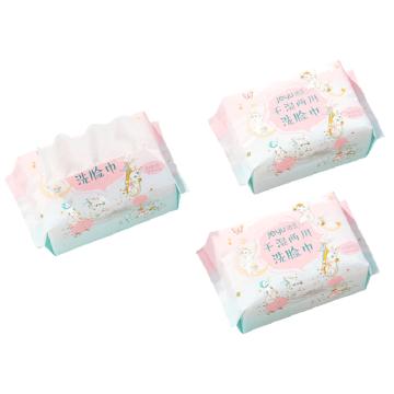 洁玉 干湿两用洗脸巾100%粘纤20cm×15cm 60抽，108g F2002