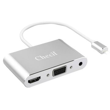创乘 苹果三合一转换器（HDMI+VGA+3.5音频） 金属银 CC337