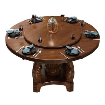 HiBoss 仿古餐桌带转盘圆形桌家用吃饭桌1.5米单桌带转盘1500*1500*730mm GJSP-174