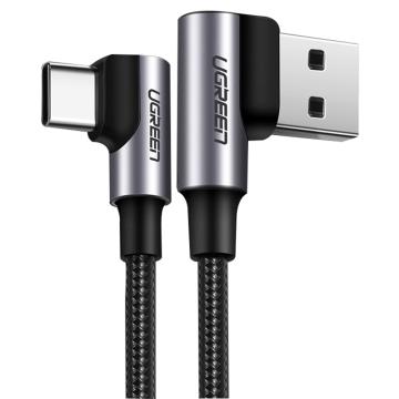 绿联 数据线USB2.0转Type-C弯头铝壳数据线 0.5m 深空灰 US284（50940）