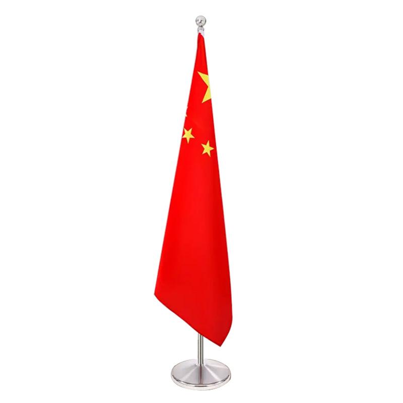 月桐 办公室落地旗杆国旗4号国旗 尺寸144×96cm 2.6米伸缩款 银色 底座φ36cm YT-XLDQ09