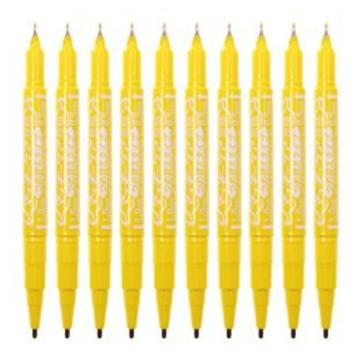 ZEBRA/斑马 速干油性小双头记号笔细头1.0-1.3mm 极细头0.5mm(10支/盒) YYTS5黄色