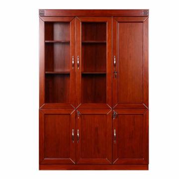 中兴 油漆木贴皮文件柜右三门贴皮文件柜办公柜 1350*420*2000mm 红棕色 QLZX114