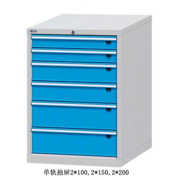 位邦 工具柜，尺寸(mm):717×600×1000，灰色，抽屉蓝色，单轨抽屉，6个抽屉 75.7606.12