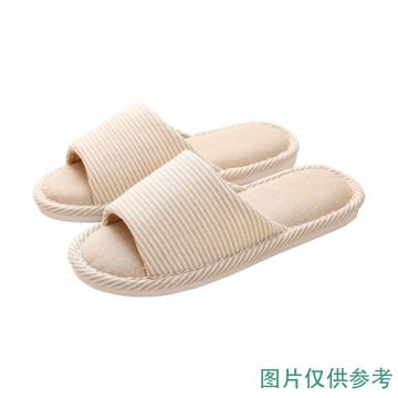 蓝卡诺 布面拖鞋 米色35-36码