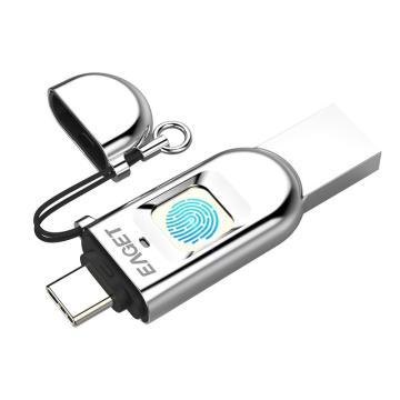 忆捷 固态U盘Type-C USB3.1双接口指纹加密手机电脑多用 HF-C01-128G