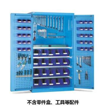 位邦 储物柜1023×550×1800mm，蓝色，对开钢门柜，4层层板，背部、门上带挂板 77.6701.02
