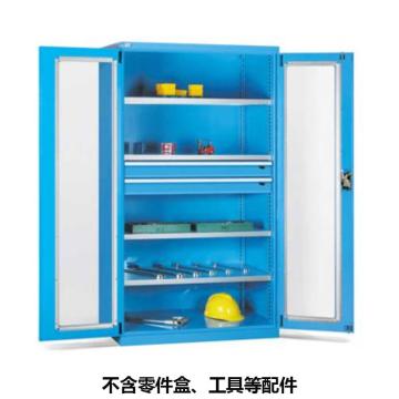Vbang 储物柜，1023×550×1800mm，蓝色，对开玻璃门柜，4层层板，2抽屉 77.6412.02