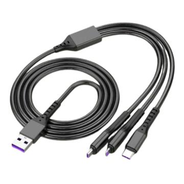雷摄 数据线USB-Type-C/双Type-C/Type-C转Lightning 一拖三66W快充线 黑色 LS-366