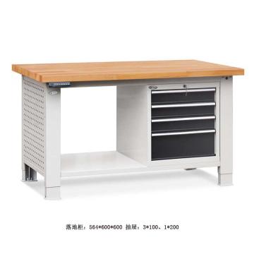 位邦 升降工作台，榉木台面，四抽工具柜，台面1500×750mm，高度750~1050mm 79.6630.15