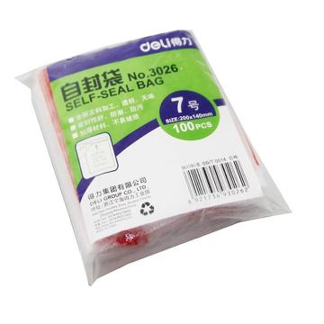 deli/得力 自封袋(透明)食品自封袋7号190ｘ140mm 0.04mm (100个/包) 3026