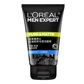 欧莱雅 男士洁面膏 控油炭爽冰感100ml